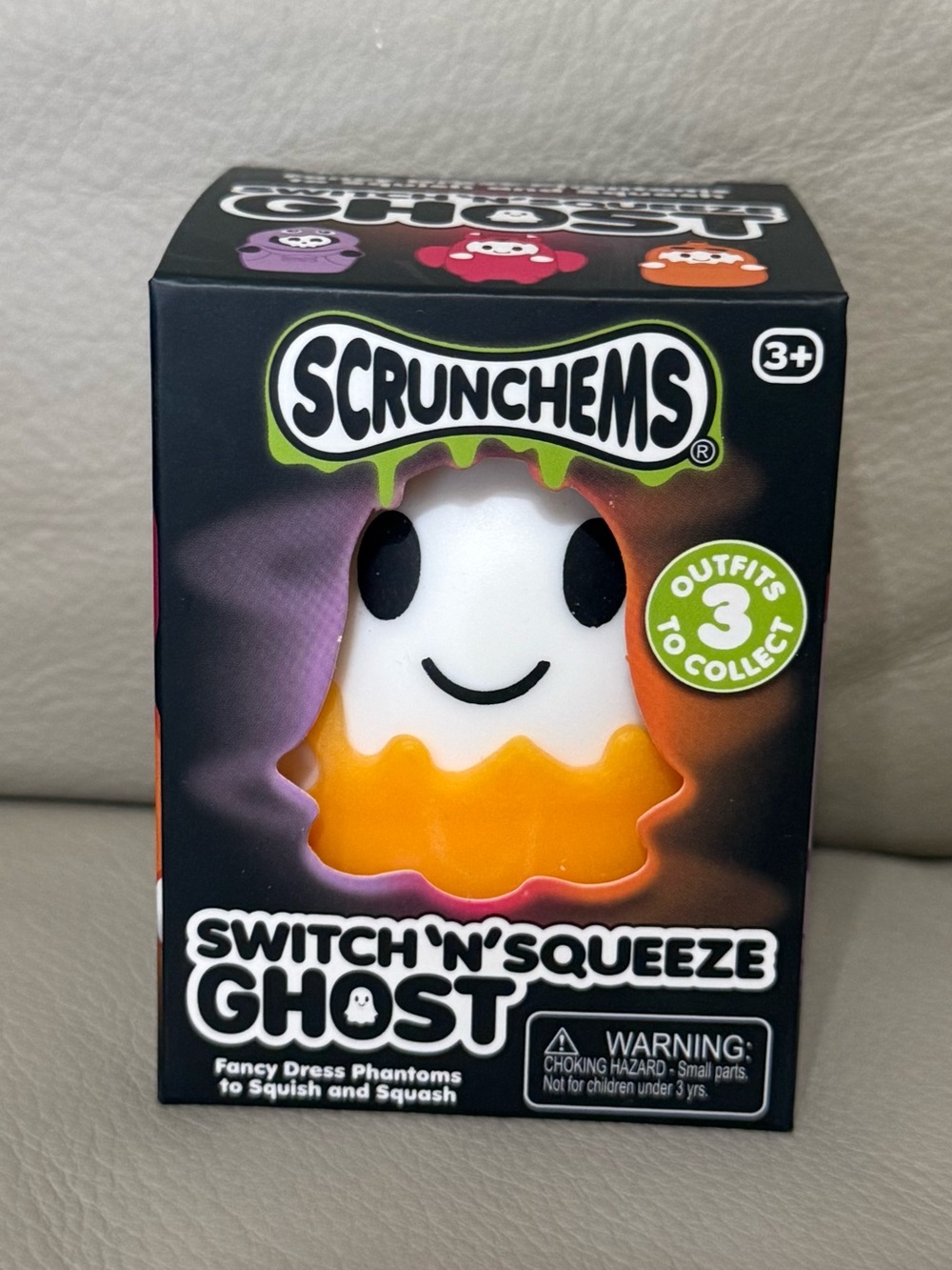 Scrunchems Switch 'N' Squeeze Ghost Squishy Fidget Sensory Toy Orange Pumpkin